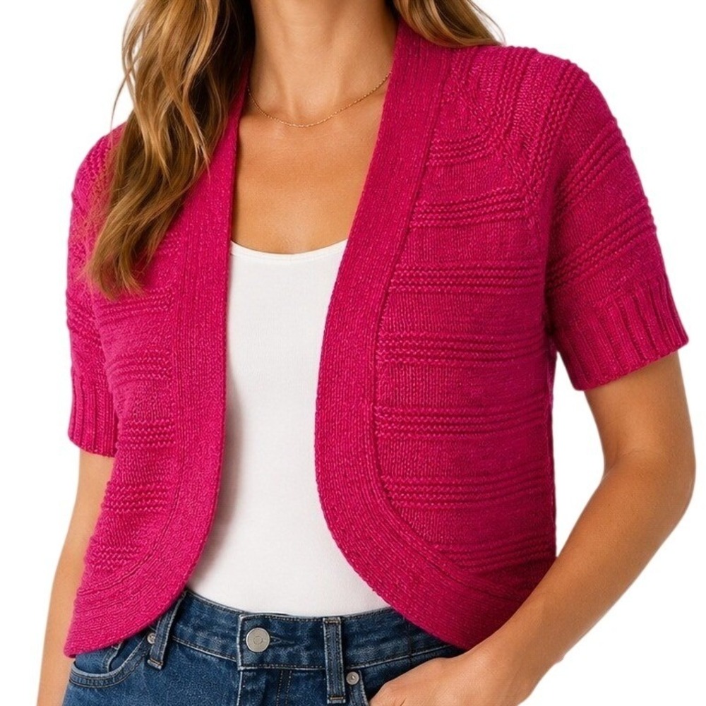 Calvin Klein Hibiscus Pink Open‎ Front Shrug Cardigan Women's Medium